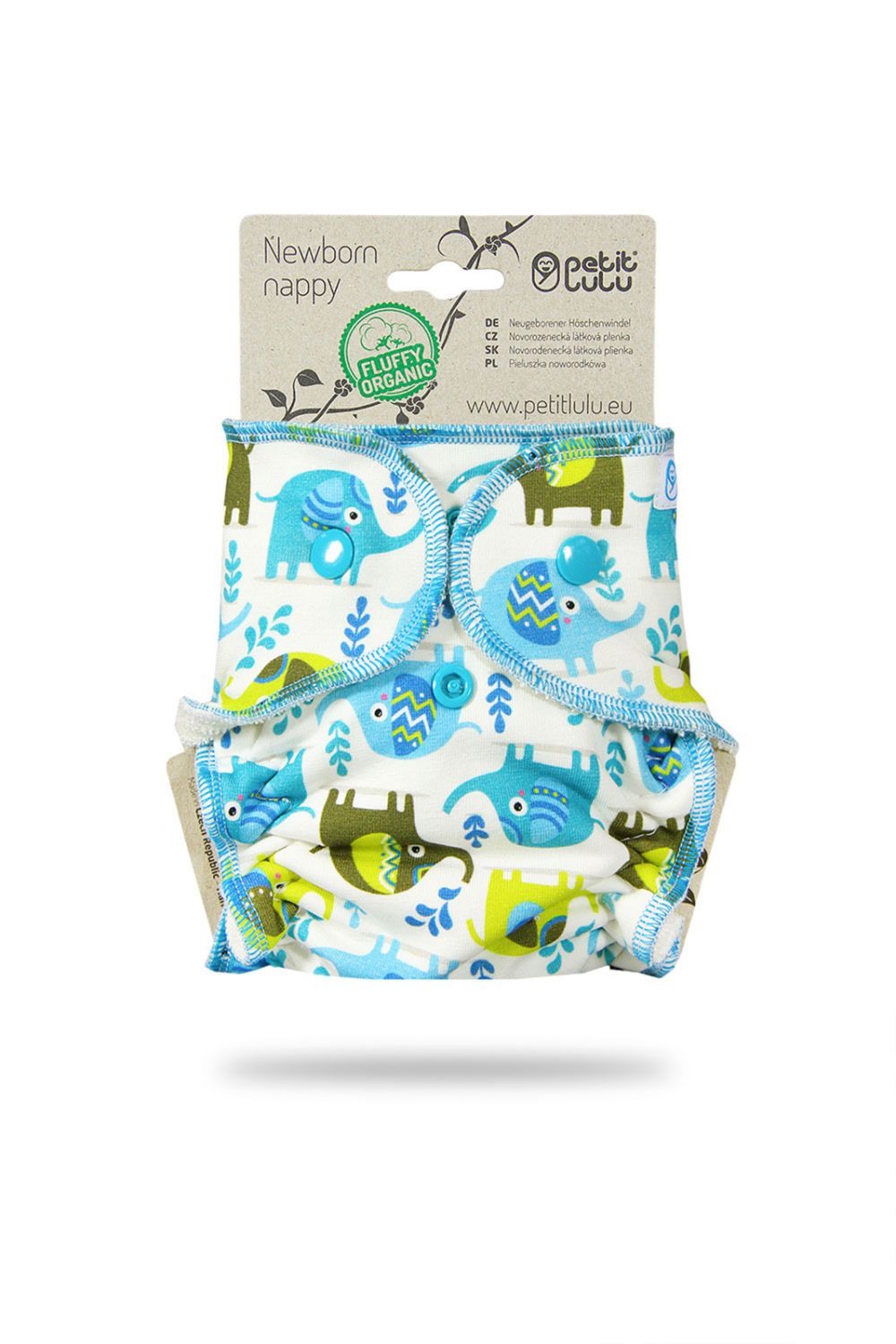 Petit Lulu Höschenwindel Fluffy Organic für Neugeborene Petit Lulu Muster: Little Elephants