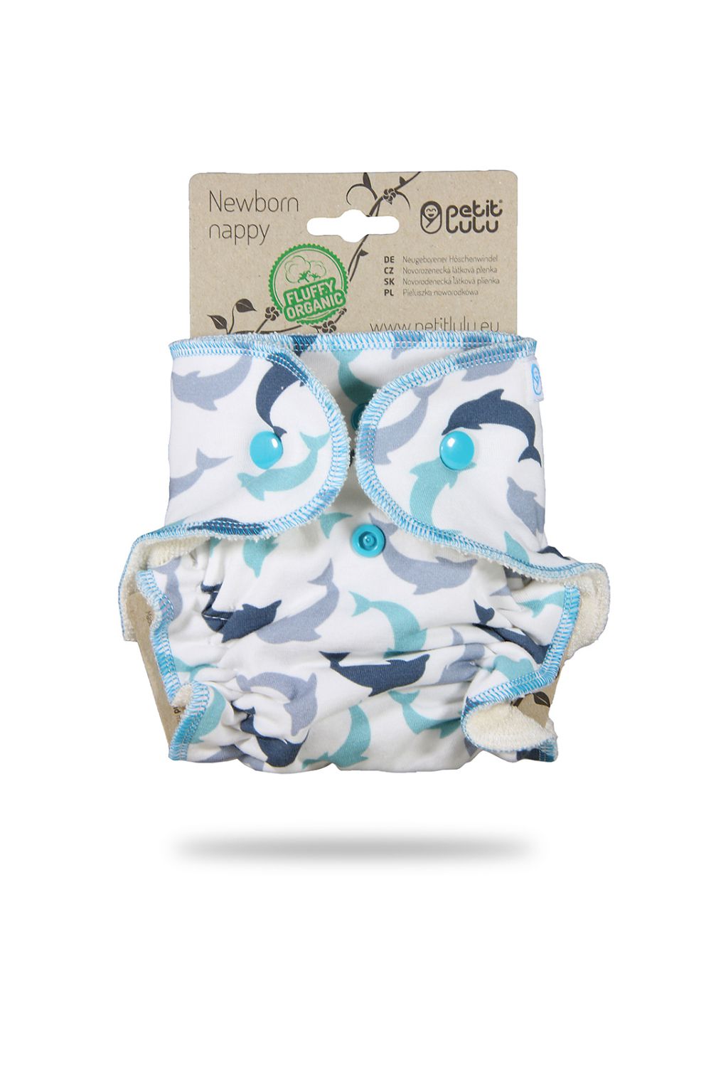 Petit Lulu Höschenwindel Fluffy Organic für Neugeborene Petit Lulu Muster: Little Dolphins