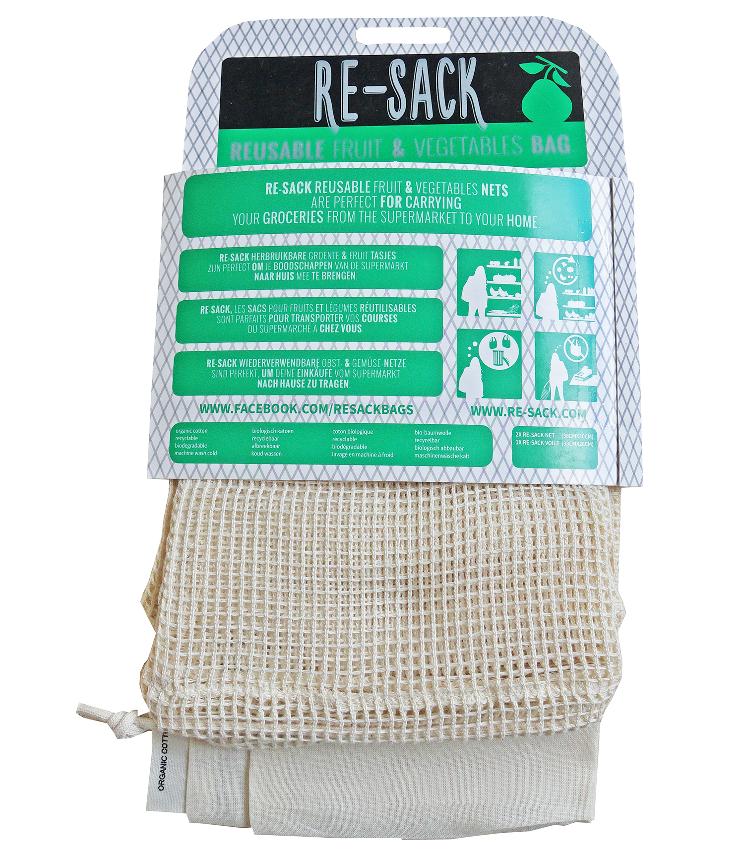 Re-Sack Reusable Vegetable & Bread Bags - 2+1 Pack
