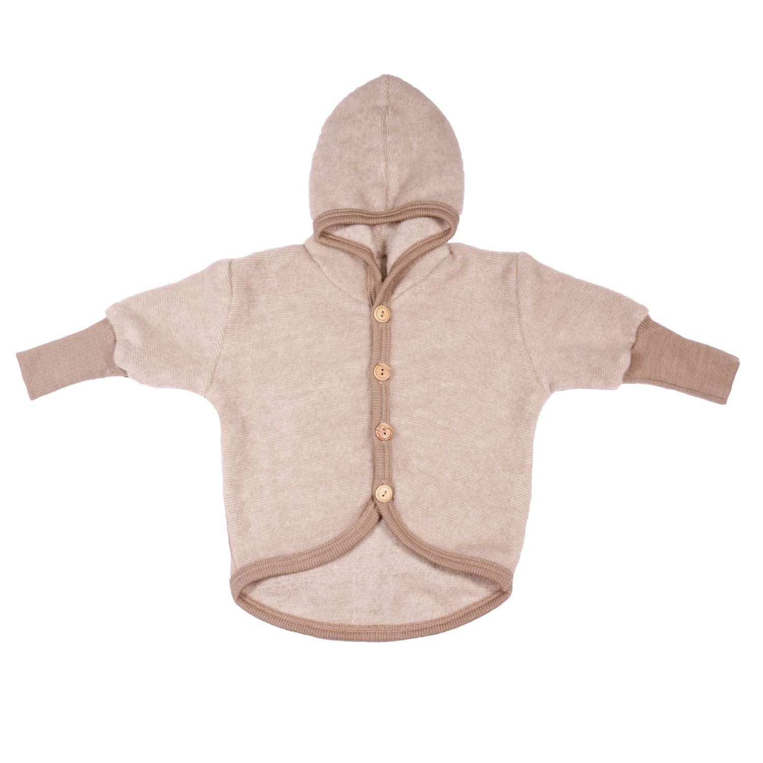 Cosilana hooded baby jacket (wool/cotton fleece) (Size: 074/080 / Colour: 100 beige)