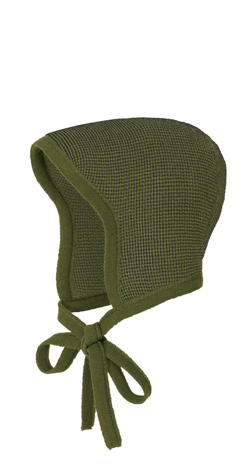 Disana Knitted Bonnet (Size: 0 / Color: Olive-Anthracite)