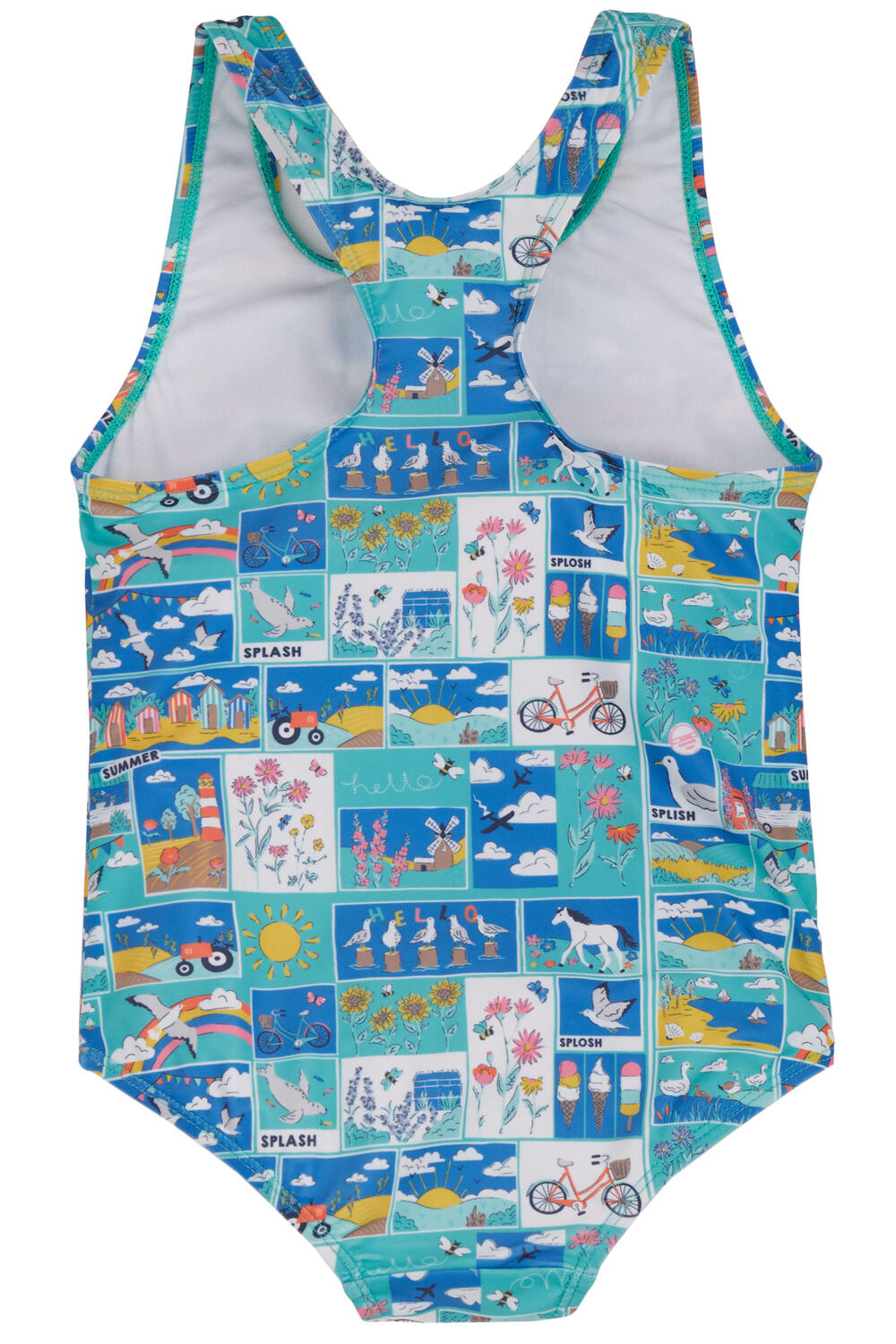 Frugi Sally Swimsuit(Size: 4-5 years / Pattern: Postcards)