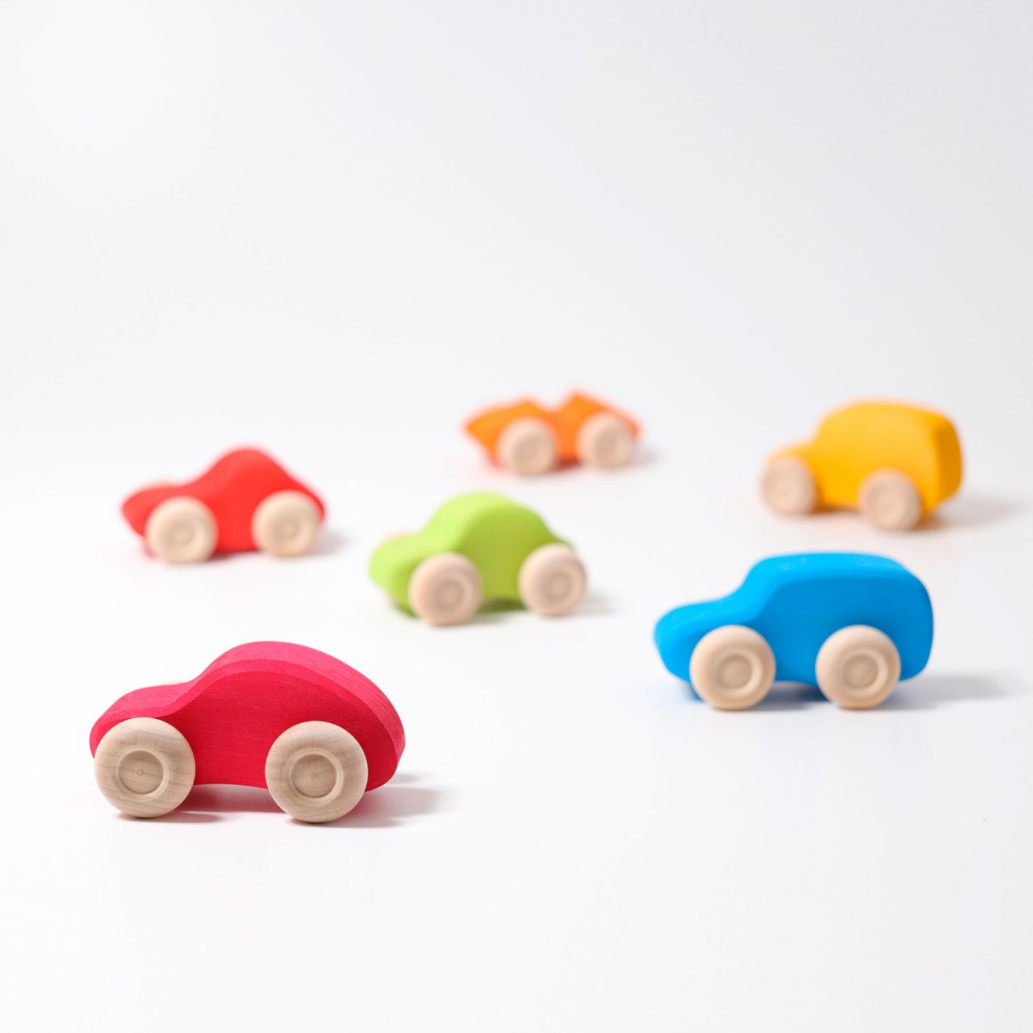 Grimm's Colored Wooden Cars - 6 pieces