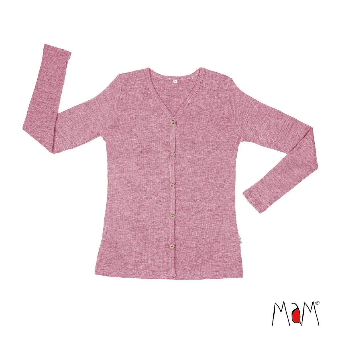 MaM Natural Woollies Button-Up Cardigan (Size: S/M / Color: West Wind Rose)