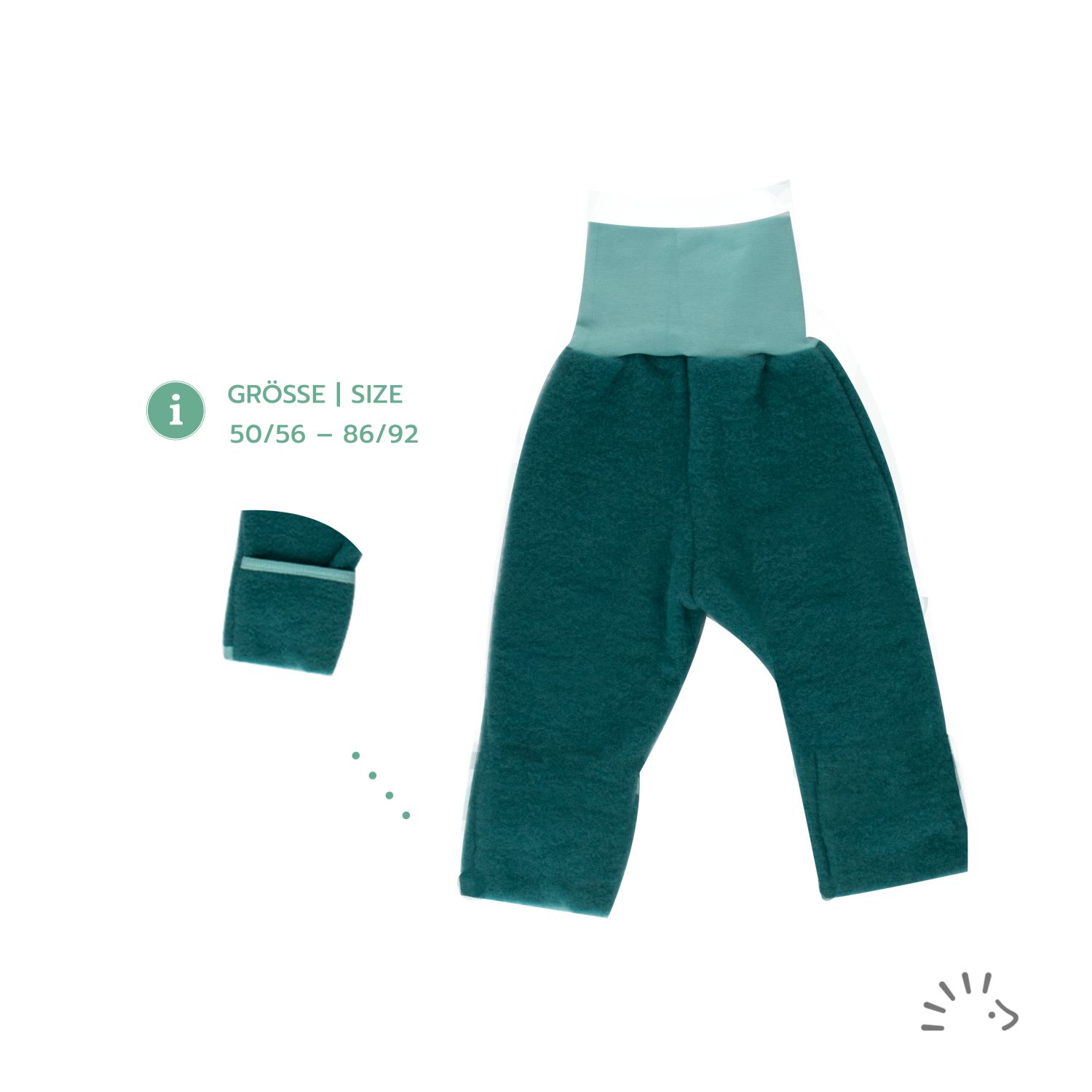 iobio Pants (Woolfleece) (Size: 62/68 / Color: Smaragd)