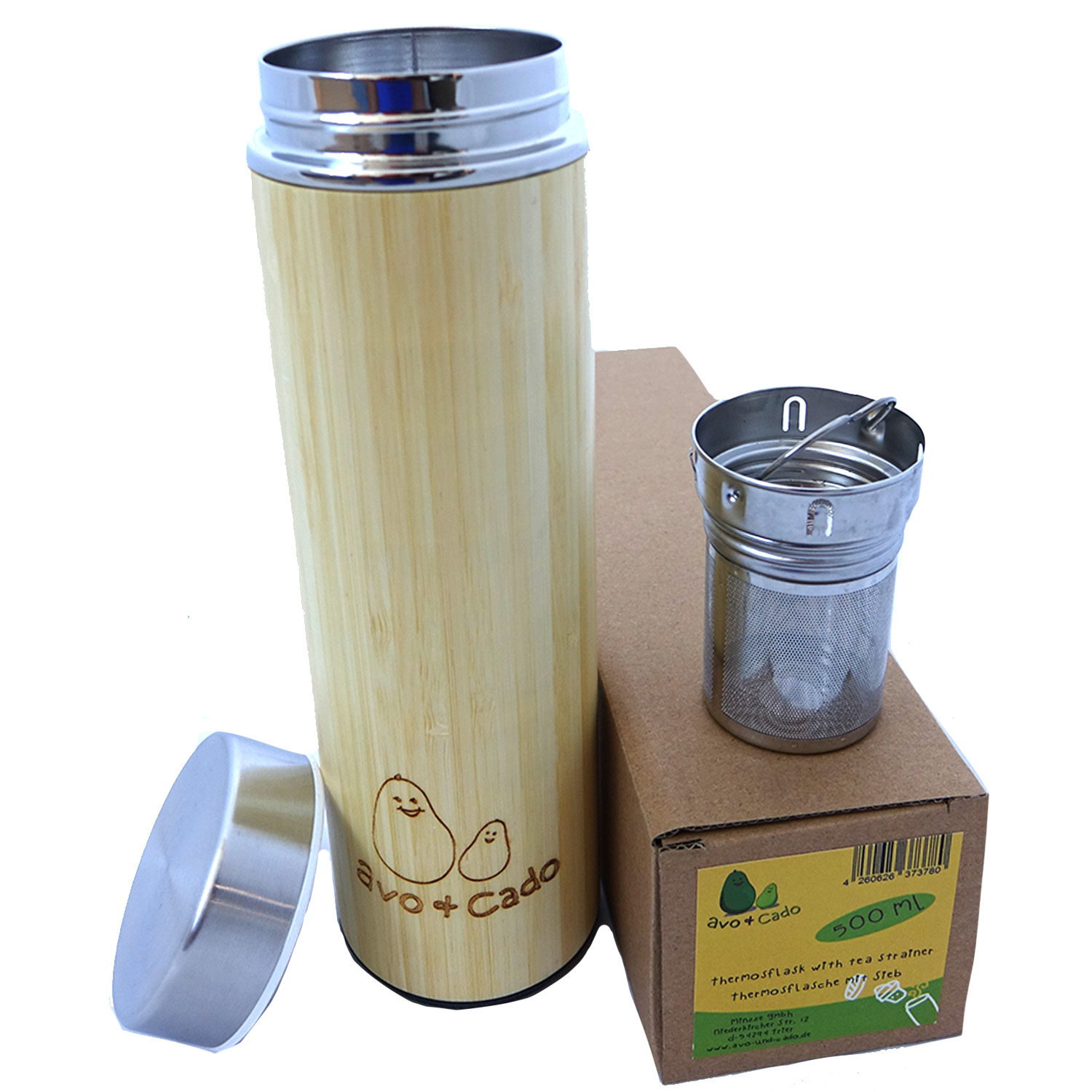 avo+cado thermos bottle with tea stainer 500ml