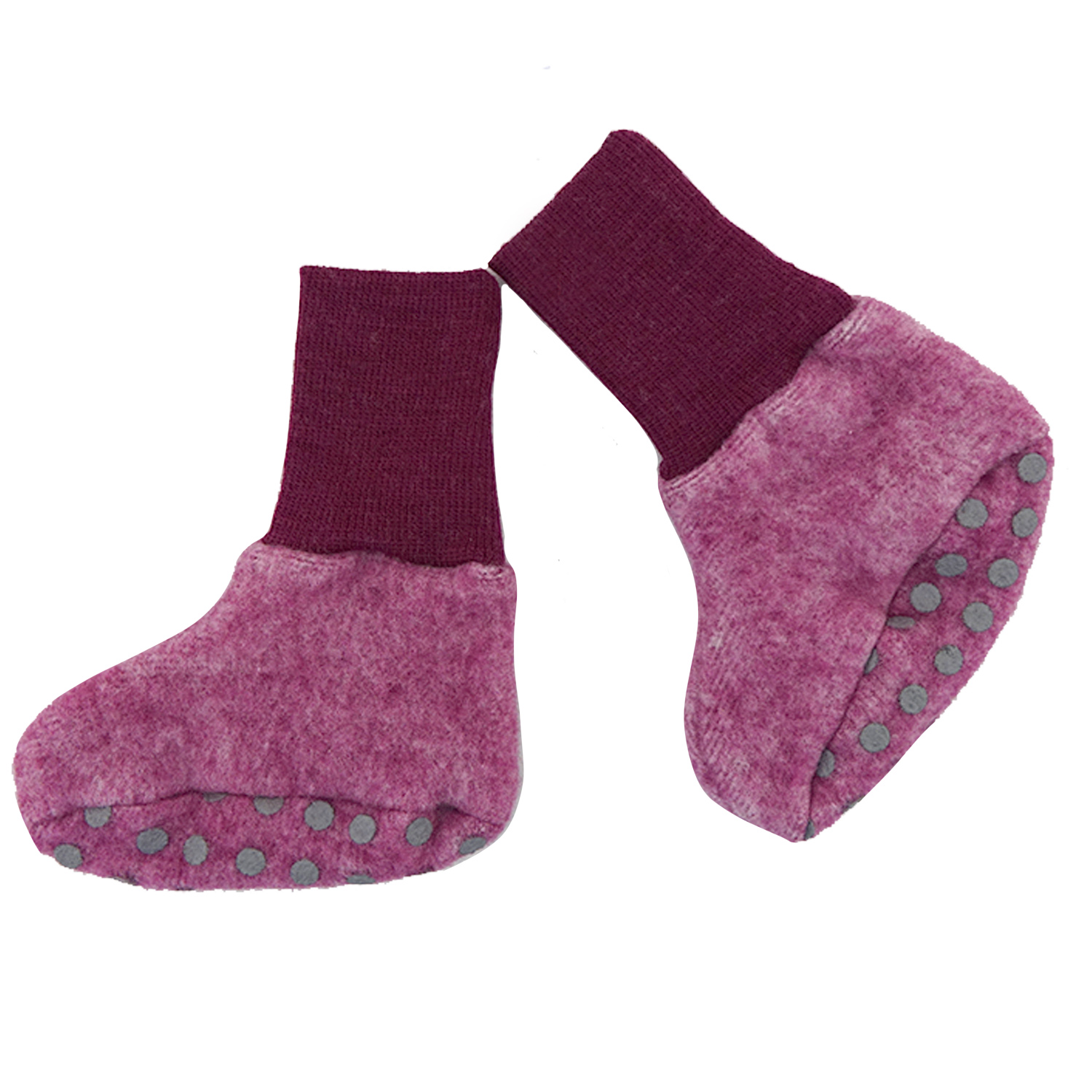 Cosilana baby shoes (wool/cotton fleece) (Size: 074/080 (mit Stopper) / Colour: 139 bordeaux)