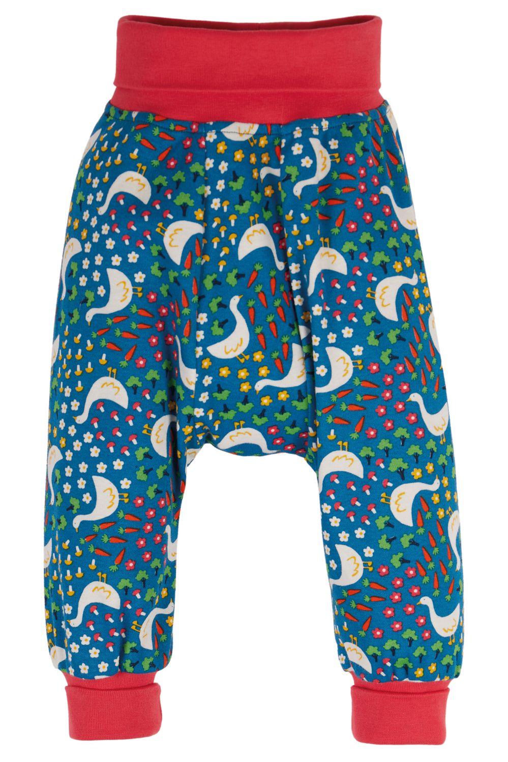Frugi Parsnip Pants (Size: 18-24 Months / Print: Blue Springtime Geese)