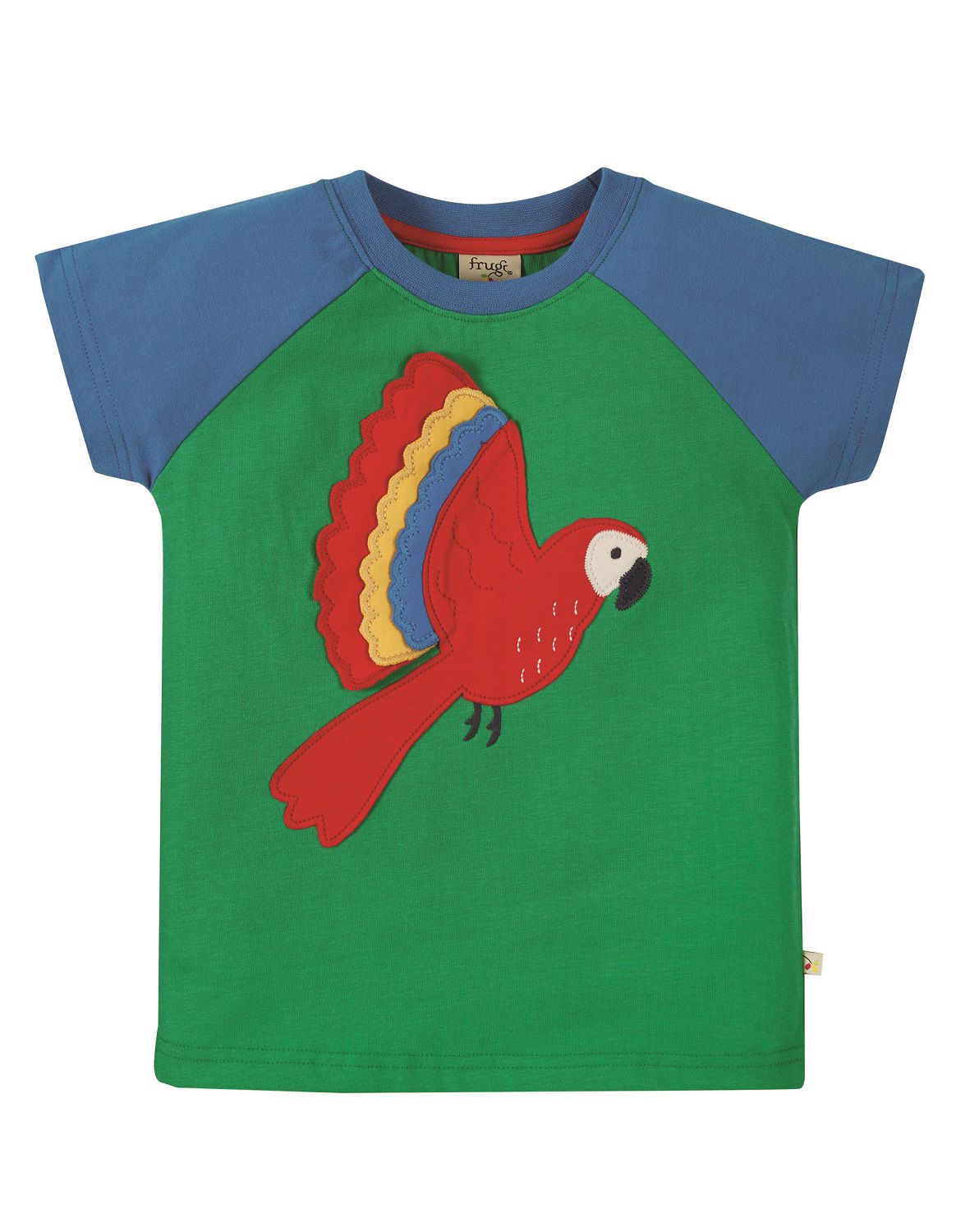 Frugi Rafe Raglan T-Shirt (Size: 2-3 Years / Color: Glen Green/ Parakeet)