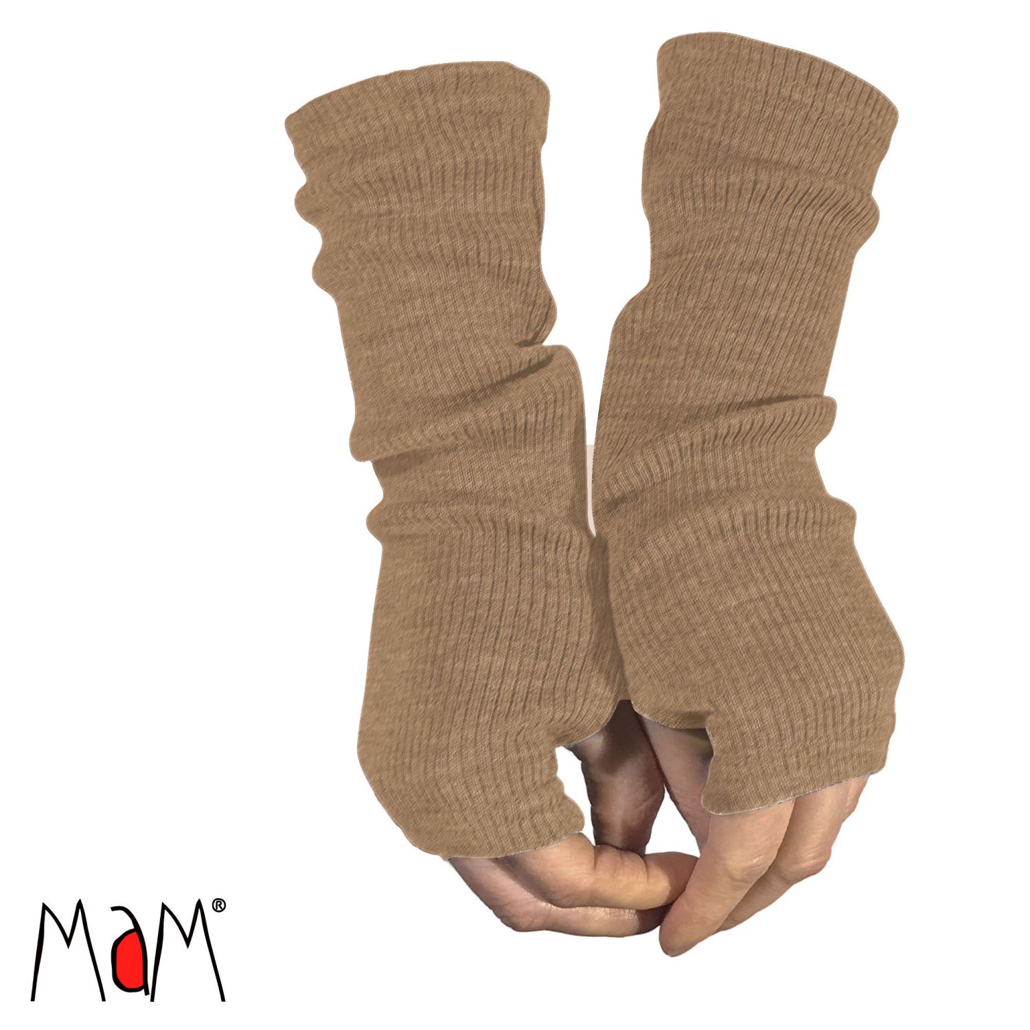 MaM/ManyMonths Natural Woollies Long Fingerless Mittens, Nutty Granola