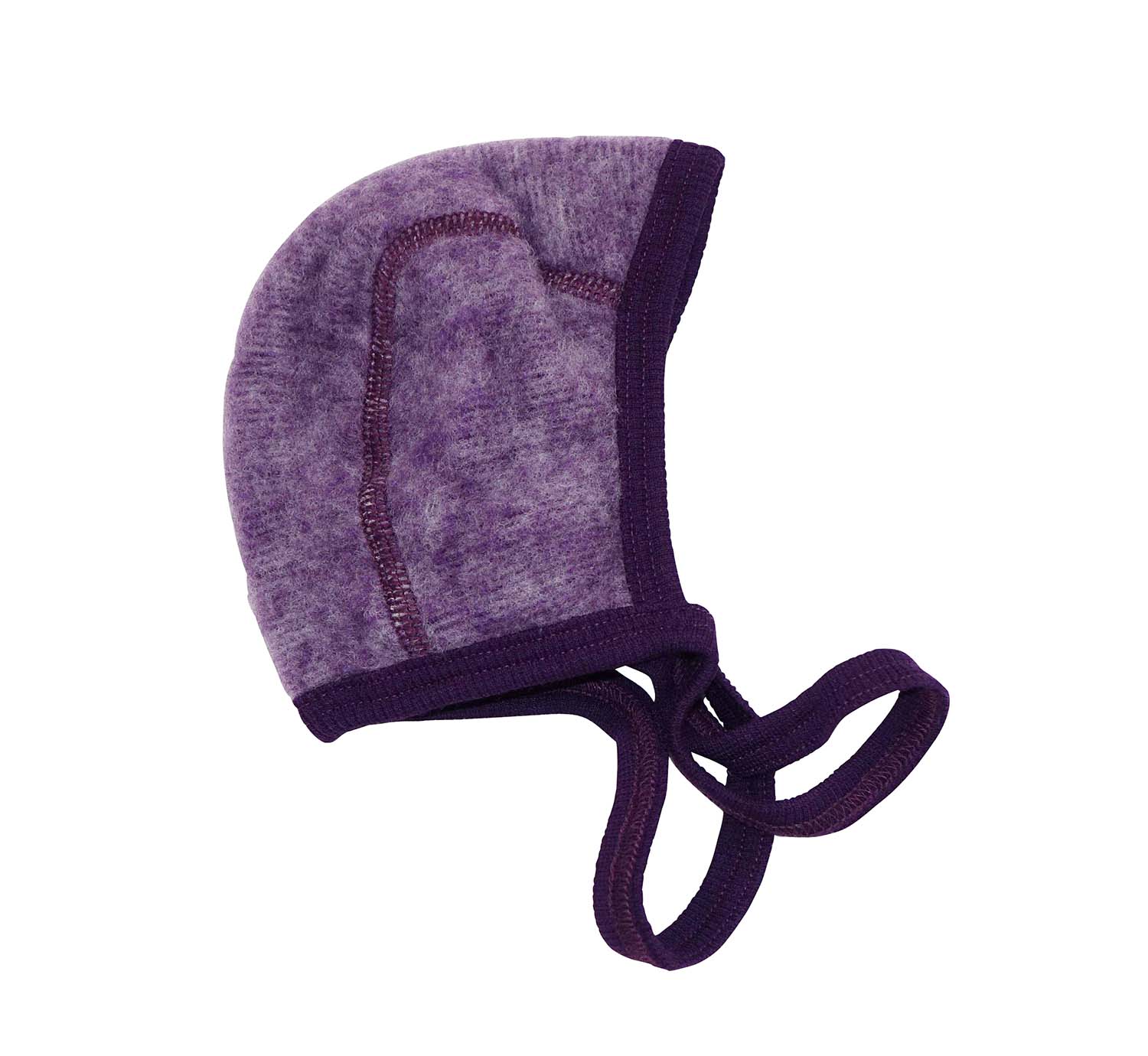 Cosilana baby bonnet (wool/cotton fleece) (Size: 062/068 / Colour: 113 purple)