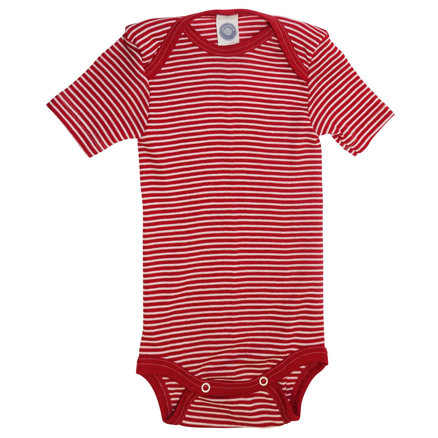 Cosilana baby body (short sleeve) (wool/silk) (Size: 050/056 / Colour: 124 red-natural)